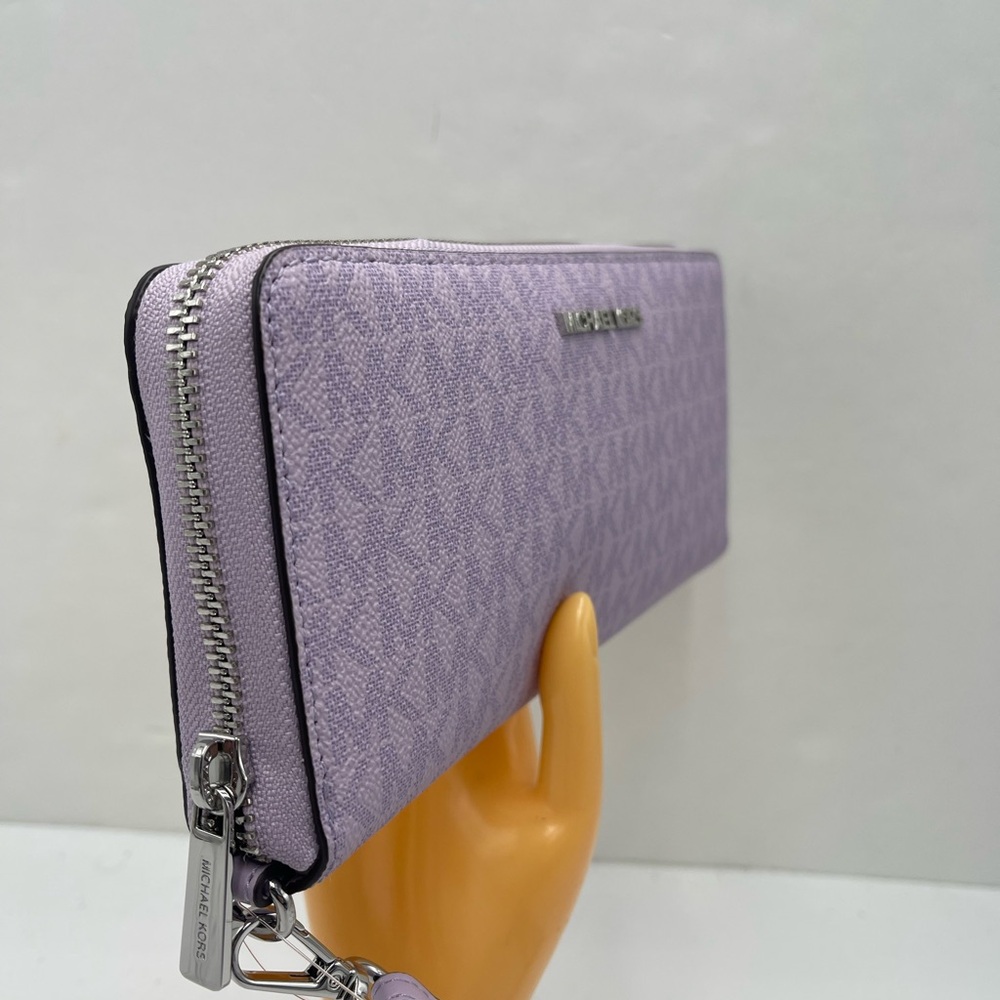 MICHAEL KORS Jet Set Large Signature Logo Continental Wallet Wristlet Phone NWT - Picture 3 of 16